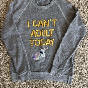 Gray Sweatshirt with Unicorn Print